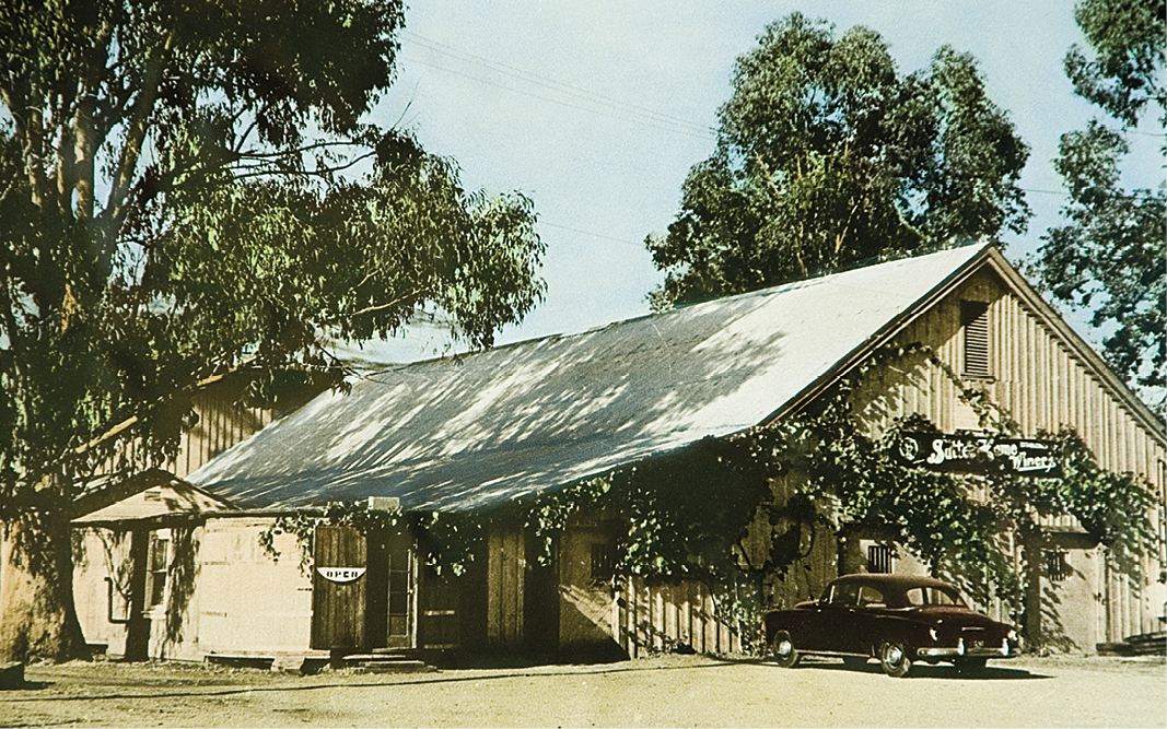 Slightly faded image of the original Sutter Home Winery barn in St. Helena, CA.