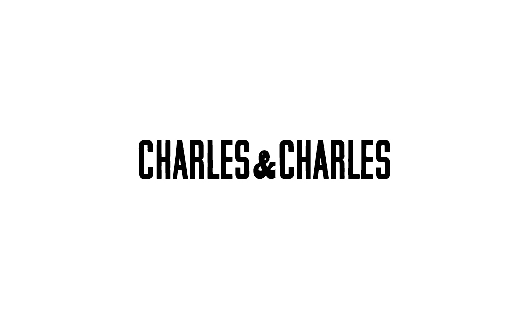 Black and white Charles & Charles logo.