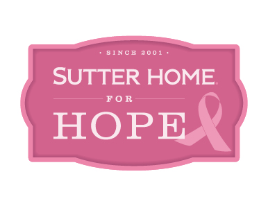 Pink logo with pink ribbon of the Sutter Home for Hope program.