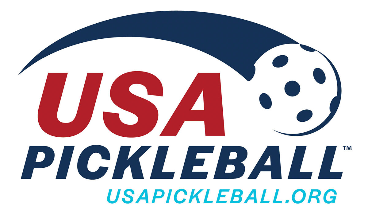 Red, white, and blue image of the USA Pickleball logo